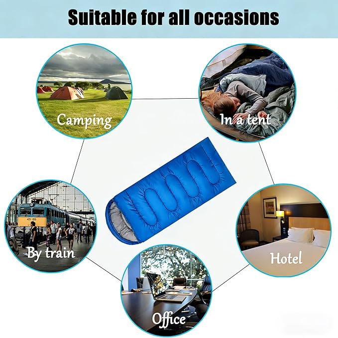 SNZ All-Season Lightweight Sleeping Bag - Mummy Camping Sleeping Bag for Adults &amp Kids Camping Essentials Warm &amp Cold Weather for Hiking Backpacking