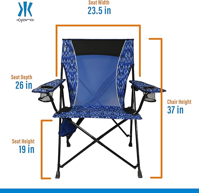 Kijaro Enjoy Versatile Folding Sports Outdoor Chair &amp Lawn Chair Dual Lock Feature Destination Print - Maldives Blue