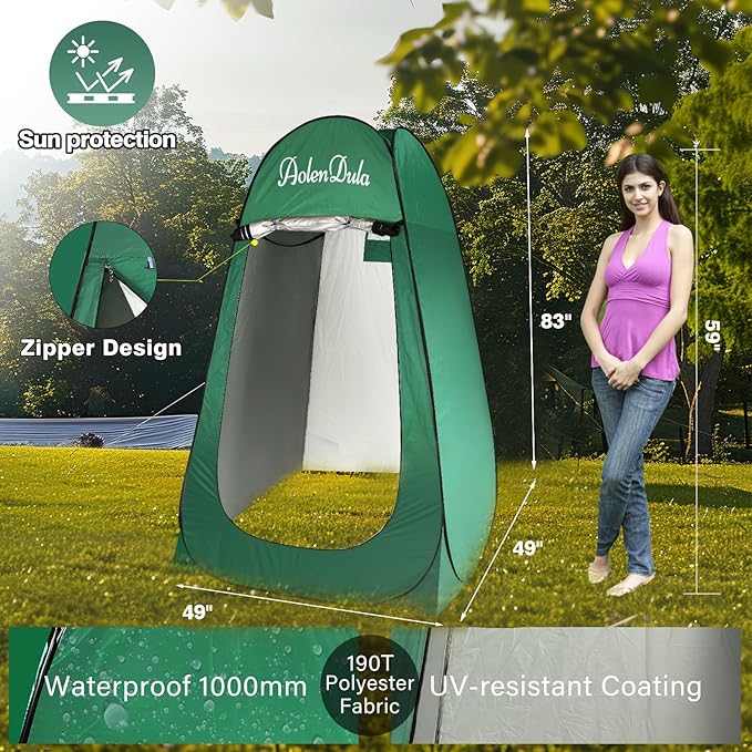 Pop Up Privacy Tent - 3000mm Waterproof Instant Changing Room for Camping/Beach Portable Shower Shelter with Carry Bag &amp Stakes (6.5lbs Lightweight)