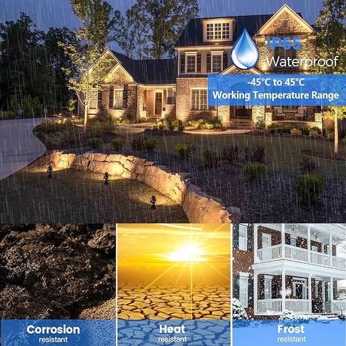 Gardencoin Solid Brass Outdoor Landscape Spotlights 12V Heavy Duty Low Voltage LED Spot Light Waterproof for Garden and Yard Up Lighting Bronze Accent Lighting Fixture Without Bulb (Classic 6 Pack)