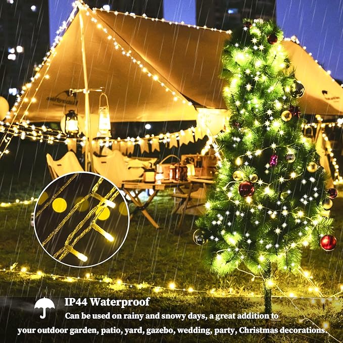 Christmas Lights Outdoor 800LED 330FT Warm White String Lights 8 Mode Plug in Waterproof Decor Twinkle Lights for Bedroom Xmas Thanksgiving Wedding Party Garden Yard Tree Decoration