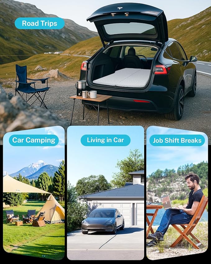 Gonex Foam Mattress for Tesla Model Y 3 2 Foam Car Camping Mattress with Washable Mesh Cover for Superior Support Foldable with Storage Bag Fits Frunk Trunk Portable for Road Trips 75 x 44.5