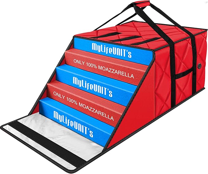 MyLifeUNIT Pizza Bag for Delivery Thermal Insulated Pizza and Food Delivery Bag 24 x 24 x 11 Pizza Warmer Bag Holds 5-6 Large 22 Pizza Boxes Hot Pizza Carrier Insulated Bags Red