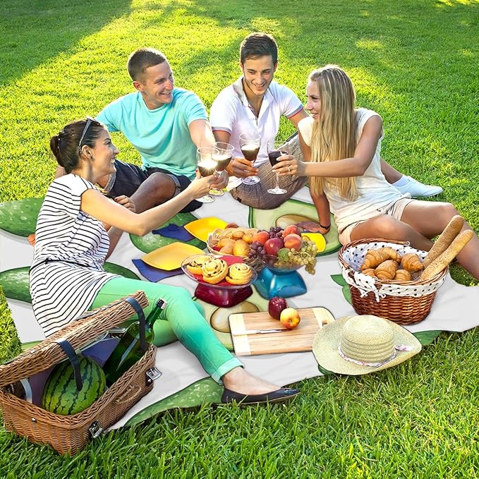 Waterproof Sandproof Beach Blanket 59''×68'' Avocados Polyester Outdoor Picnic Blanket with 4 Stakes &amp Storage Bag for BeachCampingVacation Fruit