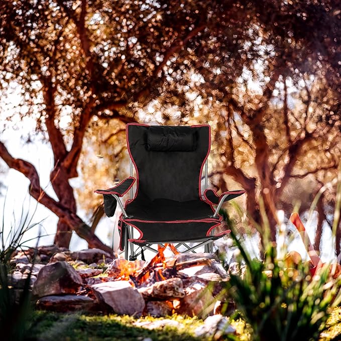 YSSOA Removable Footrest Reclining Camping Chair 1-Pack Black