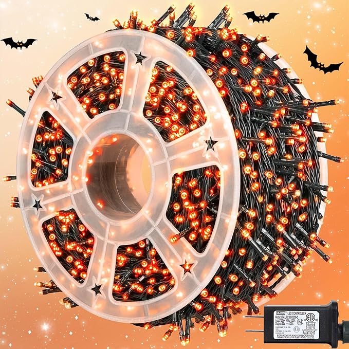 kemooie 500 LED Outdoor Fairy String Lights 164 FT 8 Lighting Mode Plug in String Waterproof Light for Outdoor Birthday Christmas Wedding Party Garden Balcony Decor (Orange)
