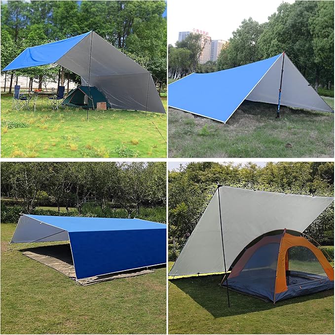Wind Tour Portable Multifunctional Tent - Footprint Traveling Awning Rain Fly Waterproof Shelter - Outdoor Camping Tarp &amp Sun Shelter for Hiking Beach (118118 in)