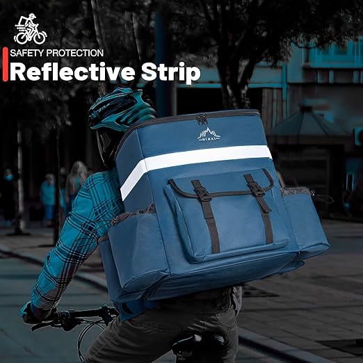 Food Delivery Backpack Insulated Delivery Bags for Delivery Bike Large Pizza Delivery Bag for HOT/COLD with 4 Pockets Reflective Strip for Uber EatCamping &amp Beach (Blue)