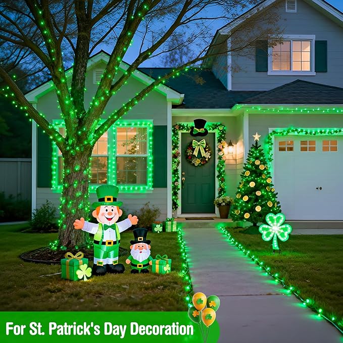 JMEXSUSS 2 Pack Solar String Lights Outdoor Waterproof Total 400 LED 151FT Solar Christmas Lights Outdoor 8 Modes Christmas Light for Outside Patio Yard Tree Decorations Green