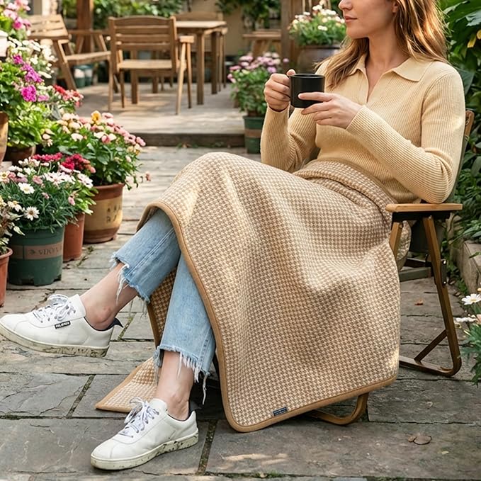 PuTian Merino Wool Camp Blanket - 36 x 63 Great for Bed Couch Camping Outdoors Travel Emergency -Large Warm Soft Washable Wool Throw