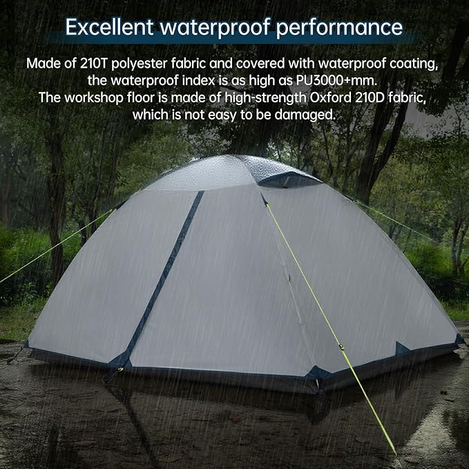 1–2 Person Backpacking Tent Lightweight Waterproof Camping Tent with Rainfly Easy Setup Portable Hiking Tent for Outdoor Camping