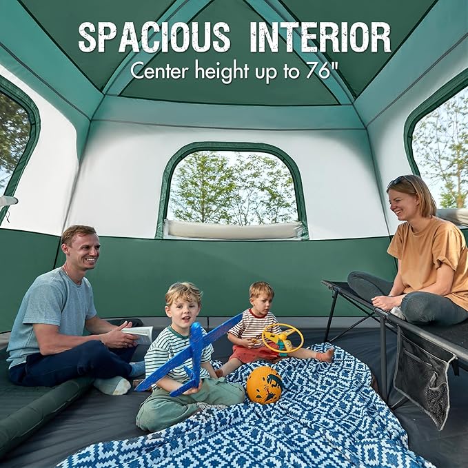 PORTAL 6 | 8 | 10 Person Family Camping Tent with Porch Big Family Camping Tent with Tall Height Good Ventilation Water Resitant Large Tent for Outdoor Camping Backyard