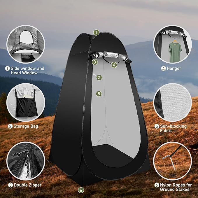 Portable Camping Toilet Kit for Adults Pop up Privacy Tent X Large Folding Toilet Potty with Camping Tent Outdoor Instant Shower Tent Camp Toilet Changing Dressing Room