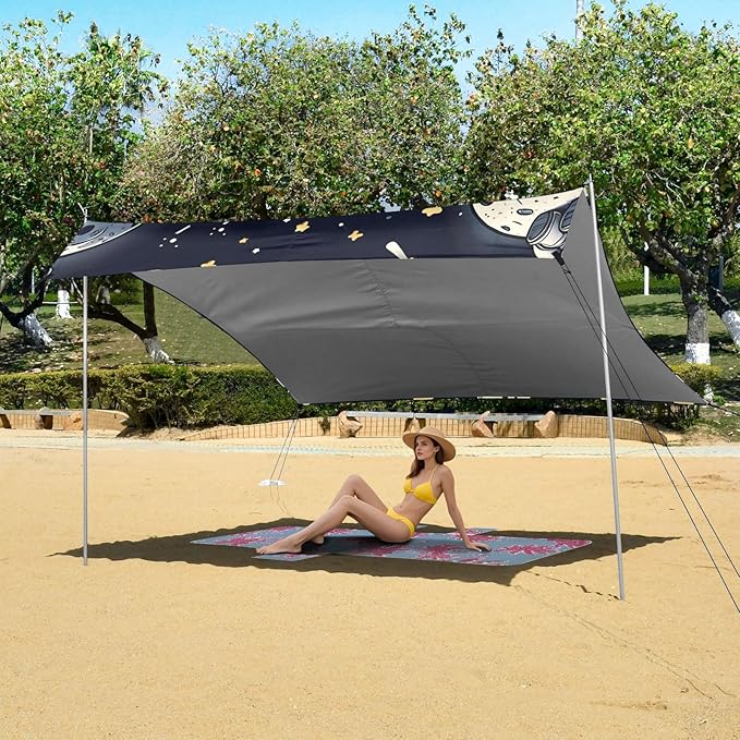 Lonely Astronaut on The Moon Camping Sun Shelter Beach Tent Portable Beach Sun Shade Outdoor Canopy for Camping Trips Fishing Picnic