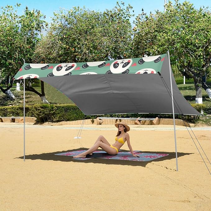 Camping Sun Shelters Panda and Red Heart Beach Canopy 126 * 110.2in
