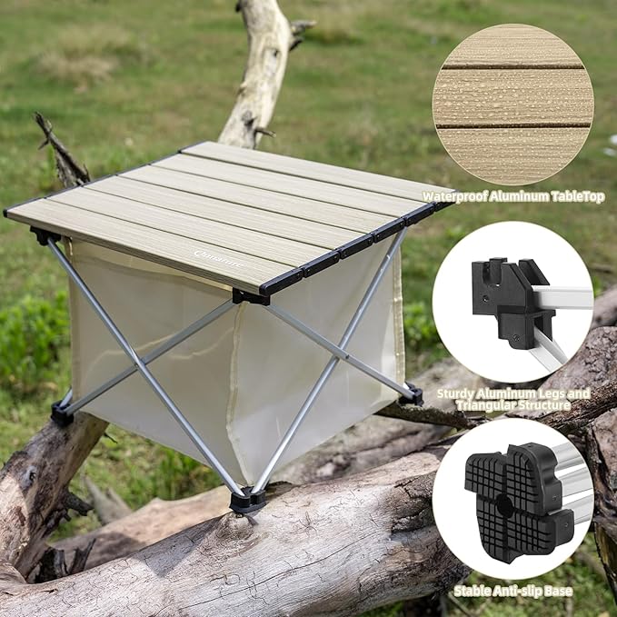 Portable Camping Table Folding Beach Table Ultralight Aluminum Camp Table with Storage Bag for Beach Hiking Backpacking Fishing Picnic