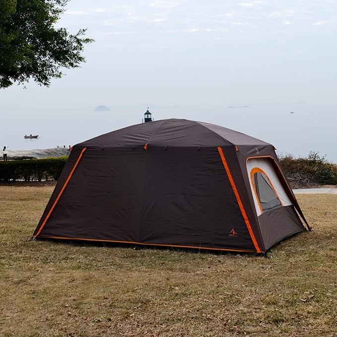KTT Extra Large Tent 8-10-12 PersonFamily Cabin Tents2 Rooms3 Doors and 3 Windows with MeshStraight WallWaterproofDouble LayerBig Tents for OutdoorPicnicCampingFamily Gathering