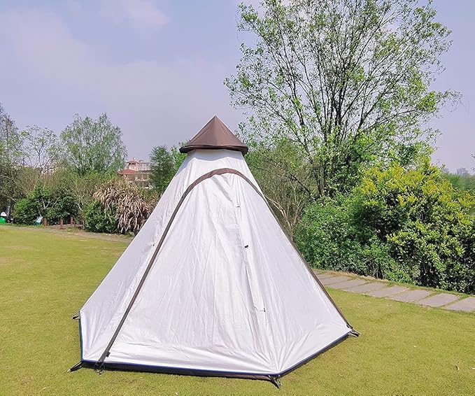 12'x 10' x8'Large Space Tower Bell Tipi Tent for Family 3-4 Person Camping Tents Double Layers Lightweight Waterproof Teepee Pyramid Tent