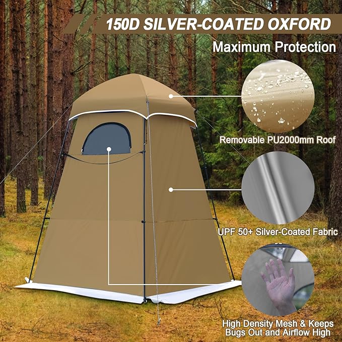 Camping Shower Tent 7.9 FT Extra Tall Oversize Privacy Tent Portable Outdoor Bathroom Toilet Tent with Floor Easy Set Up Privacy Shelter for Dressing Hiking Fishing UPF50+