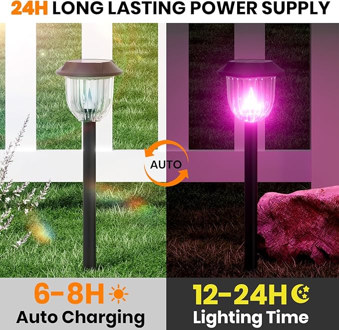 AOSEA Christmas Solar Pathway Lights Outdoor Waterproof Solar Powered Garden Lights Christmas Decor Garden Lighting for Yard Patio Landscape Pathway (RGB Flash Mode Only 10 Pack)