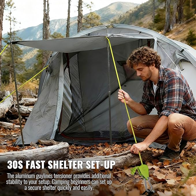 Camping Rope Reflective Tent Rope Guyline with Ratchet Pulley Tarp Tie Down Ropes for Tent Tarp Canopy Shelter Camping 13ft Adjustable Guy Line for Canopy Tent 6 Pack Guy Lines Tents Cords