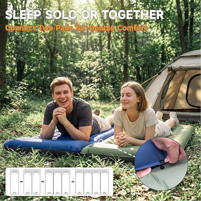 Camping Sleeping Pad 5 Ultralight Inflatable Sleeping Mat with Pillow Built-in Foot Pump Inflatable Sleeping Pads Compact for Camping Backpacking Hiking Traveling Tent (Green)