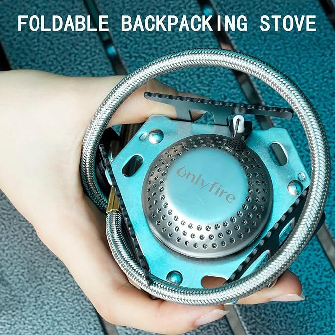 ONLYFIRE Portable Camping Gas Stove Backpacking Camp Stove with Piezo Ignition 1LB Propane Adapter Mini Camp Stove with Carry Bag for Outdoor Cooking Picnic Camping and Hiking GS333
