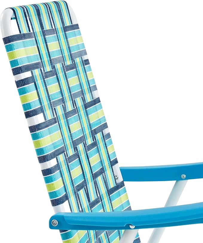 Yaheetech Set of 2 Outdoor Beach Camping Chair Folding Lawn Chair with Armrests for Adults Portable Robust Iron Frame Chairs for Patio Backyard Poolside Green
