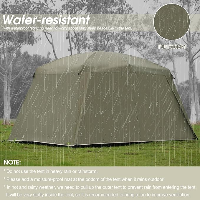 Vidalido 4-6 Person Camping Tent with 3 Door 2 Room Large Family Cabin Tents Double Layer Waterproof Portable Glamping Tent Big Tents for Outdoor Camping Hiking and Backpacking