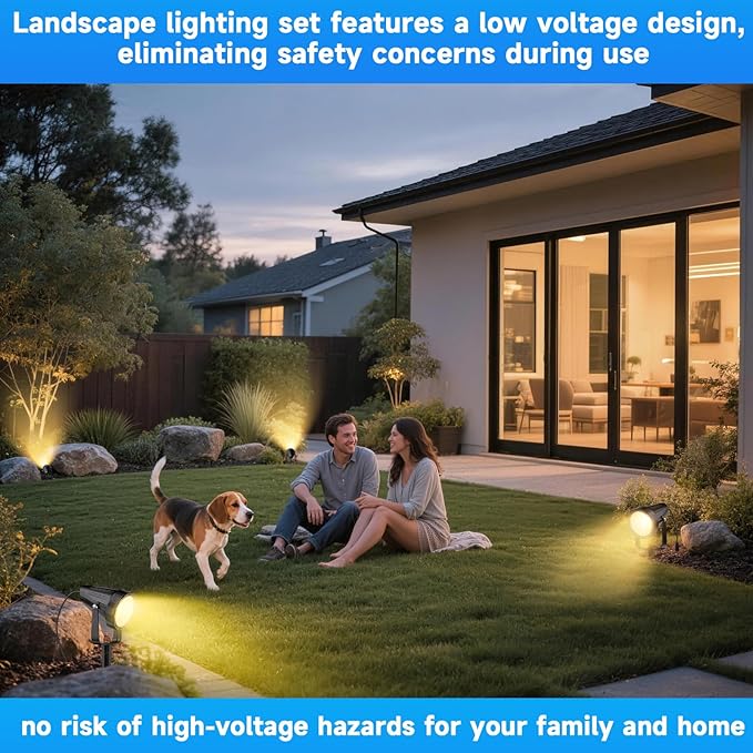 Outdoor Landscape Lighting Low Voltage 29.5FT Wired LED Spot Light with Plug-in Transformer IP65 Waterproof Outside Uplight 7W 840LM for Yard Garden Tree Pathway House Warm Yellow 3000K Pack of 4
