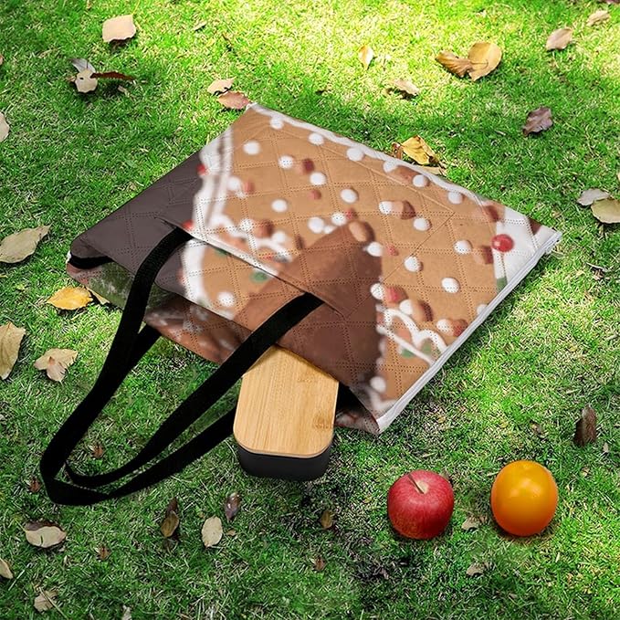 Zipper Gingerbread House Style Picnic Mat Suitable for Travel Camping Park Or Home Use