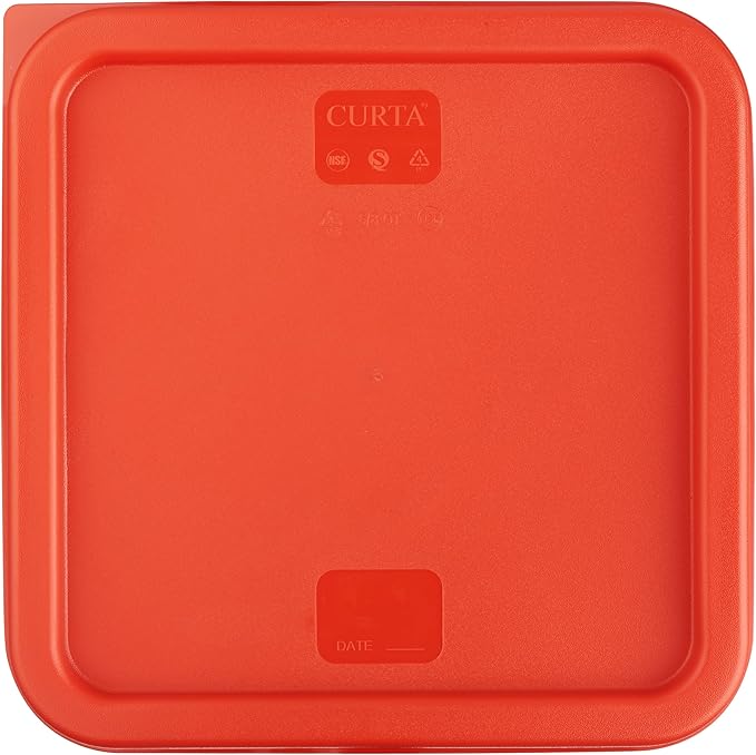CURTA 8-Pack 8 Qt NSF Clear Polycarbonate Food Storage Containers with Red Lids - Square Commercial-Grade Freezer &amp Dishwasher Safe Stackable