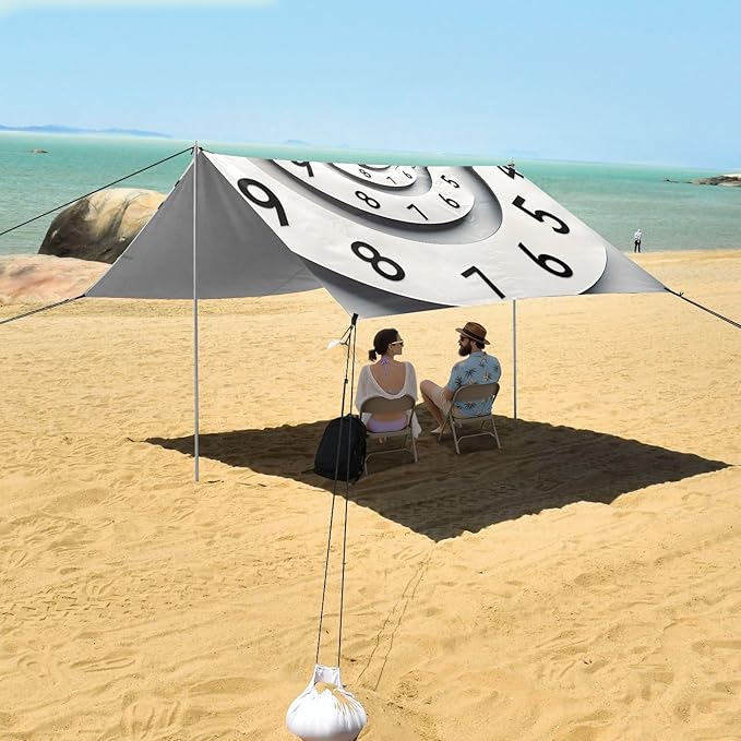 Camping Sun Shelters Infinity Time Spiral Clock Beach Canopy 126 * 110.2in