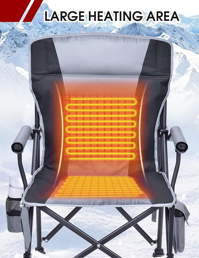 Heated Camping Chair - Fully Padded Heated Chairs Outdoor Sports Battery NOT Included