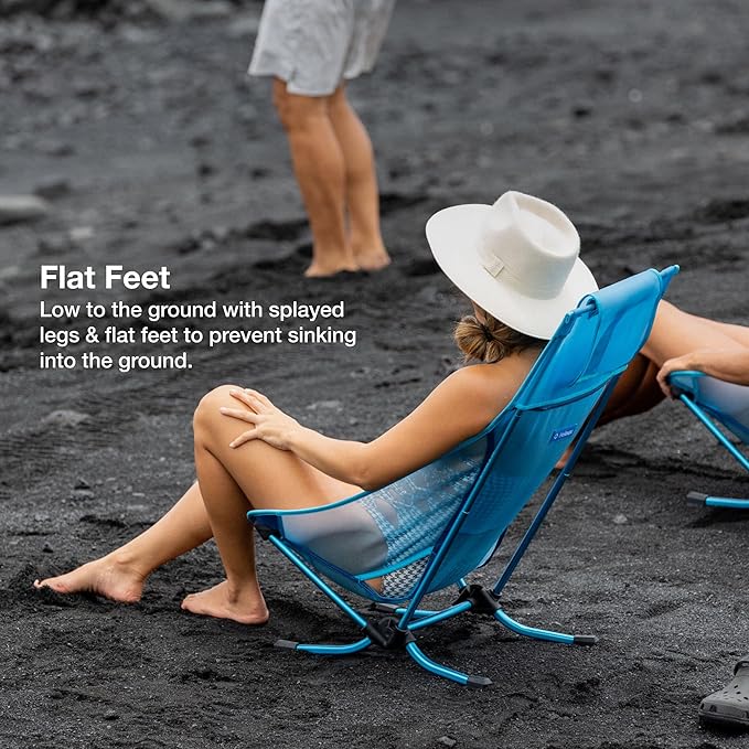 Helinox Beach Chair 3.18lbs Lightweight Lower-Profile Compact Collapsible Camping Chair Black with Pockets