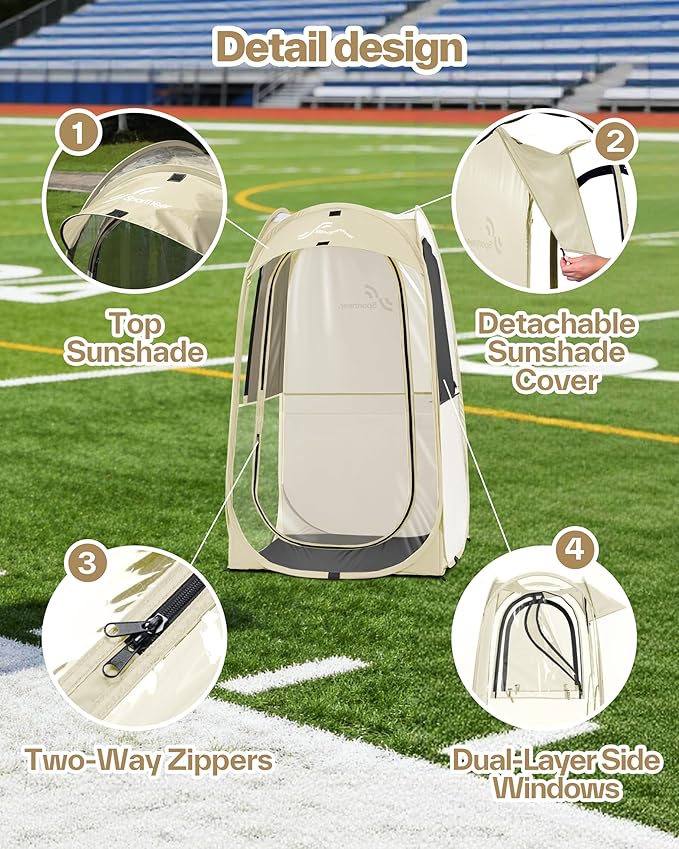 Sportneer Clear Sport Tent 1 Person Transparent Outdoor Pop-Up Tent Lightweight &amp Portable Weather Shelter for Parents Windproof Cold Weather Protection Rain Shield for Sports Events &amp Sid
