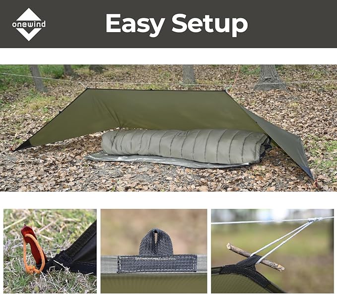Onewind Emergency Shelter Survival Shelter Tent Lightweight Reusable Rainproof Windproof Shelter for Camping Hiking Backpacking and Camping Cot OD Green