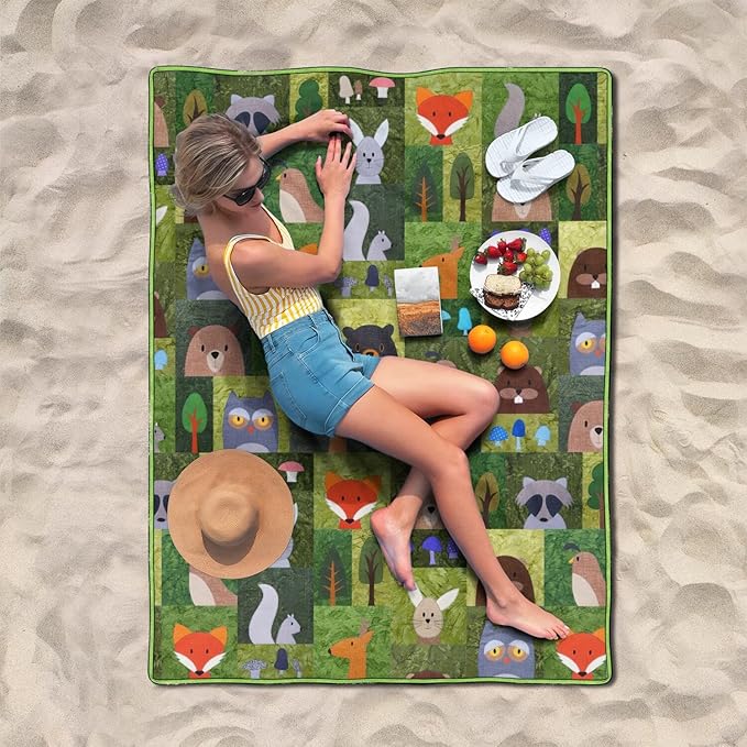 Extra Large Picnic Blankets Waterproof Foldable (60x 80) Boho Beach Blanket Waterproof Sandproof3-Layer Thicking Mat Outdoor Packable Camping Blanket