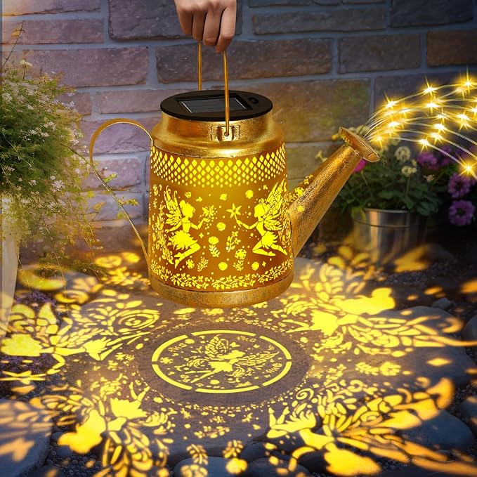 Solar Watering Can Lights Outdoor Garden Decor Large Fairy Hanging Lantern with Shepherd Hook Waterproof Garden Lights for Outdoor Yard Gifts for Mom Grandma Mothers Day Gifts