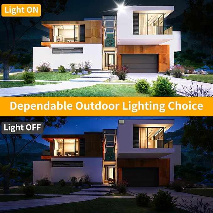 200W LED Flood Light Outdoor with 6ft Plug 24000LM Brighter Exterior Security Lights 5000K Daylight LED Work Light IP66 Waterproof for Yard Garage Stadium Lawn 2 Pack