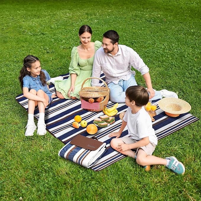 scuddles Extra Large Picnic Blanket – 60 x 80 Waterproof Outdoor Mat with Soft Dual-Layer Comfort Foldable Travel Rug for Beach Camping Lawn Parks &amp Family Picnics