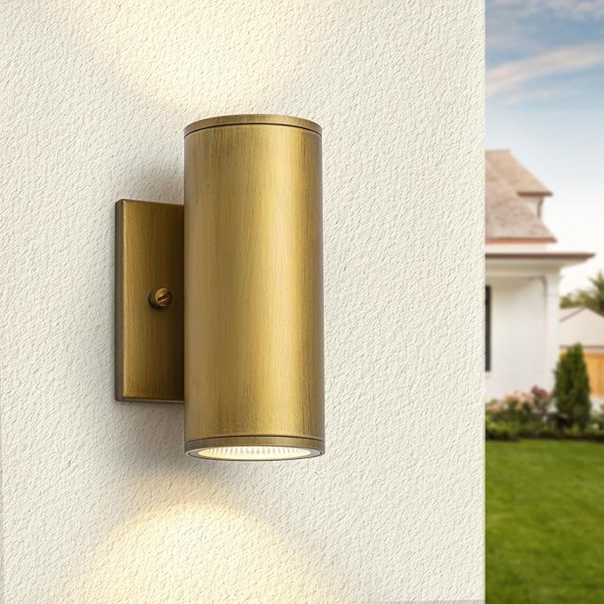 Modern LED Outdoor Wall Lights 7 Cylinder Up and Down Exterior Lighting Fixtures Handmade Gold Outdoor Wall Sconce Wall Mount on Any Direction