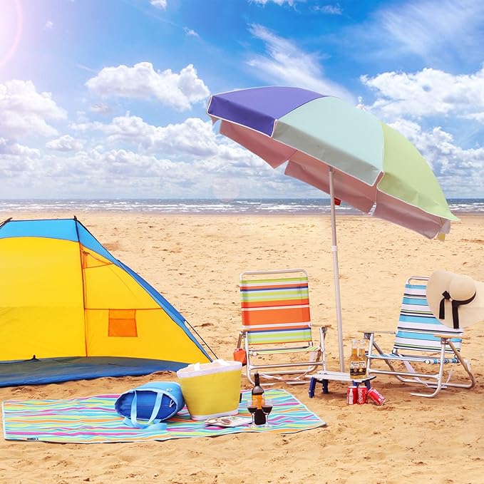 Portal 14.17 X 19.69 X 31.1 Lightweight Adjustable Hi-Back Folding Beach Chair with Cup Holder and Padded Carry Strap Blue