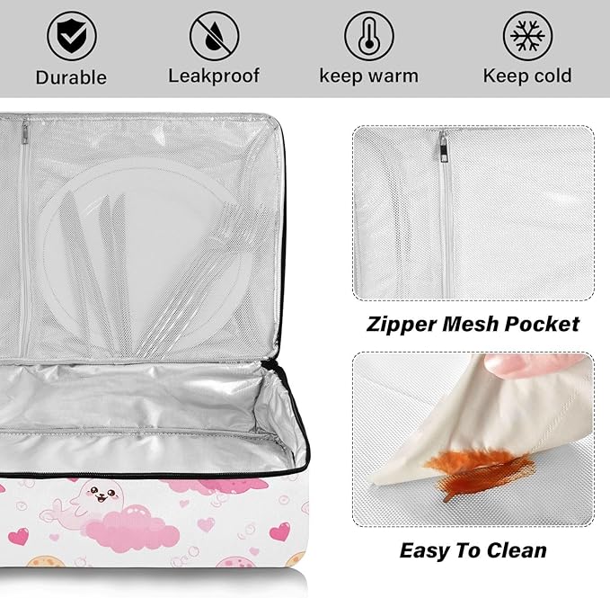 Casserole Carrier Sea Leopard SeamlessInsulated Casserole Carrier for Hot or Cold Food Thermal Lunch Tote for Potluck Parties Picnic Beach Fits 9 x 13 Inches Baking Dish