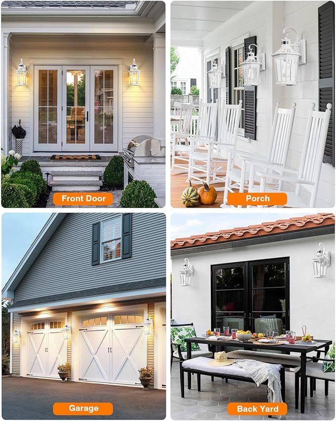 VIANIS Motion Sensor Exterior Light Fixture Dusk to Dawn Outdoor Wall Lighting 2 Pcs White Modern Front Porch Light for House 100% Anti-Rust Aluminum Outside Wall Sconce for Garage Entryway