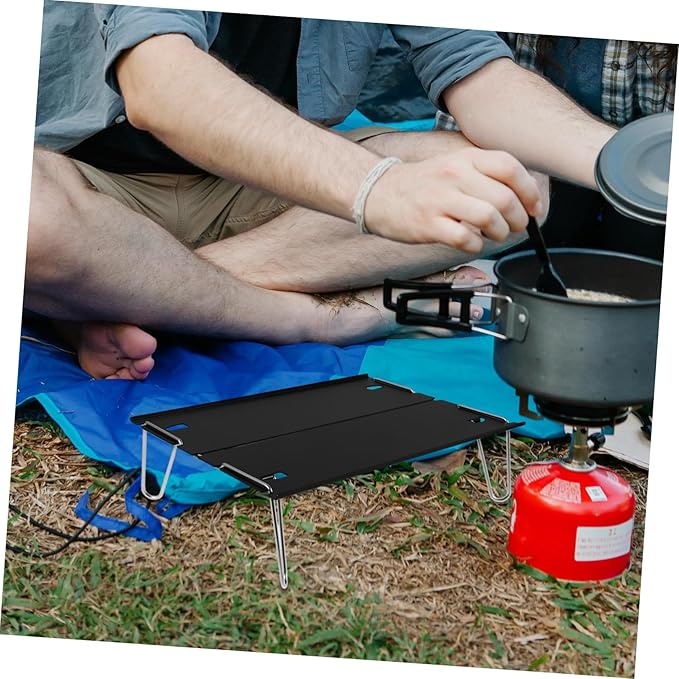 Happyyami 1pc Folding Portable Table Lightweight Detachable Picnic Desk Multi-Functional Outdoor Tea Table Easy to Clean for Camping Travel and Picnics Black