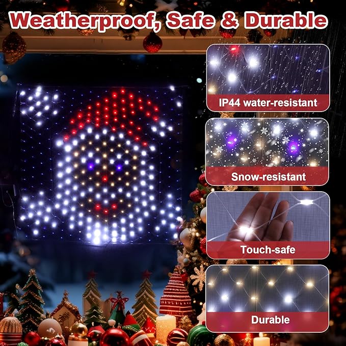 Leisure world LED Santa Window Silhouette LightsUSB Operated LED Net Outdoor Mesh Lights with Timer 8 Modes for Indoor Outdoor Holiday Xmas Party Decor