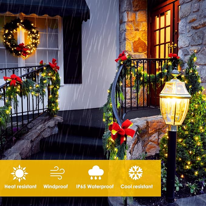 4-Pack Solar String Lights for Outside Total 400LED Solar Fairy Lights Waterproof Outdoor Twinkle Lights Copper Wire 8 Modes Solar Outdoor Lights for Xmas Tree Garden Party Wedding Decor(Warm White)