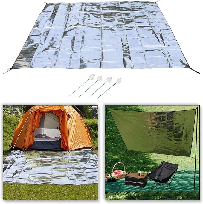 Double Sided Aluminum Foil Pad Portable Waterproof Camping Mat for Hiking Beach Tent 200x200cm