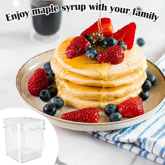 Maple Syrup Tapping Kit with 5 Stainless Steel Maple Tap Spiles HooksClear Buckets lids6 plugs19FT Food Grade Tubing Filters etc for Experts or Beginners Maple Syrup Collection Supplies
